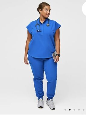 Figs Scrub Set Rafaela Top & Kade Cargo Pants Sz.XL Blue